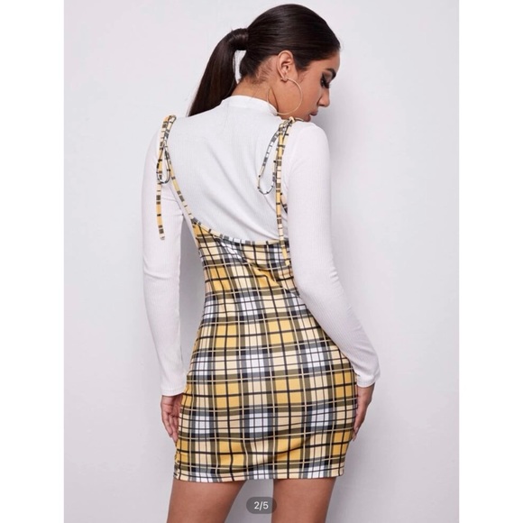 Yellow Plaid Suspender Dress - Picture 4 of 4